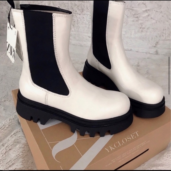 ZARA LUG SOLE LEATHER ANKLE BOOTS - Picture 3 of 8